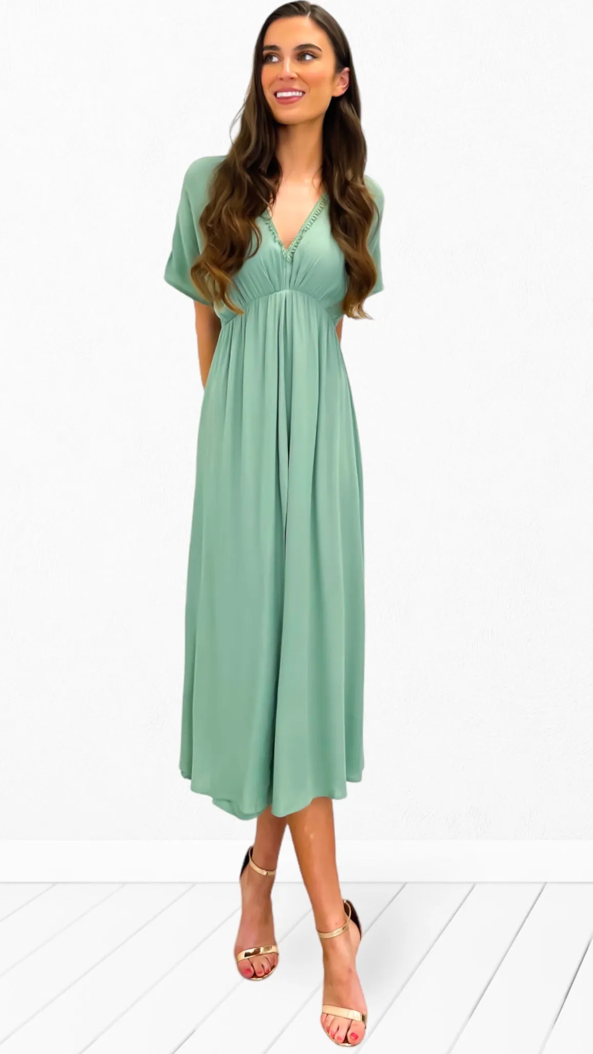 4-A0792 Juline Sage Viscose Dress