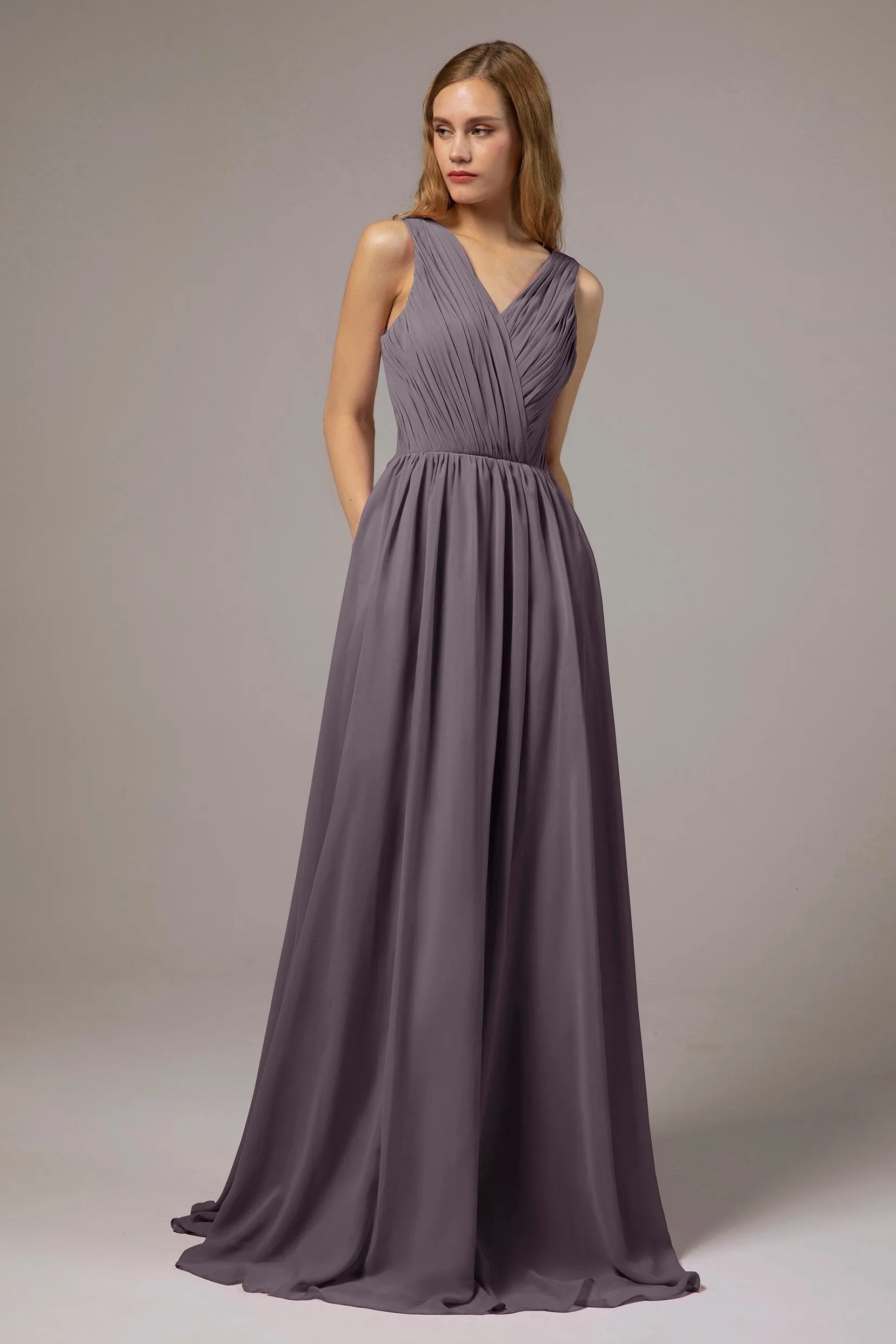 A-Line Floor Length Chiffon Bridesmaid Dress Formal Dresses CB0386