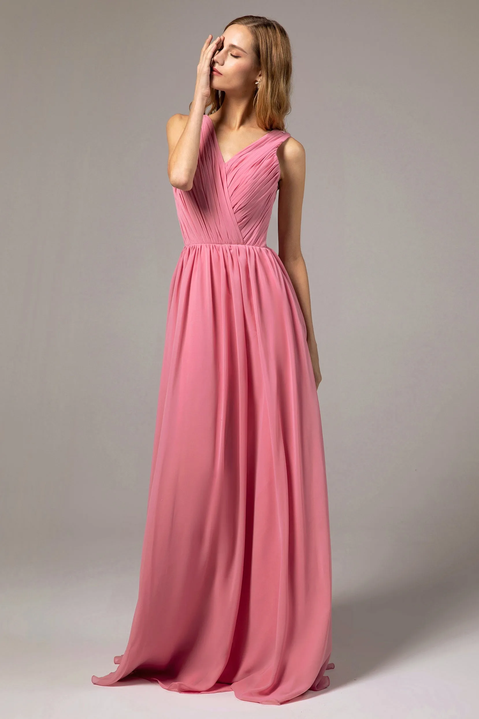 A-Line Floor Length Chiffon Bridesmaid Dress Formal Dresses CB0386