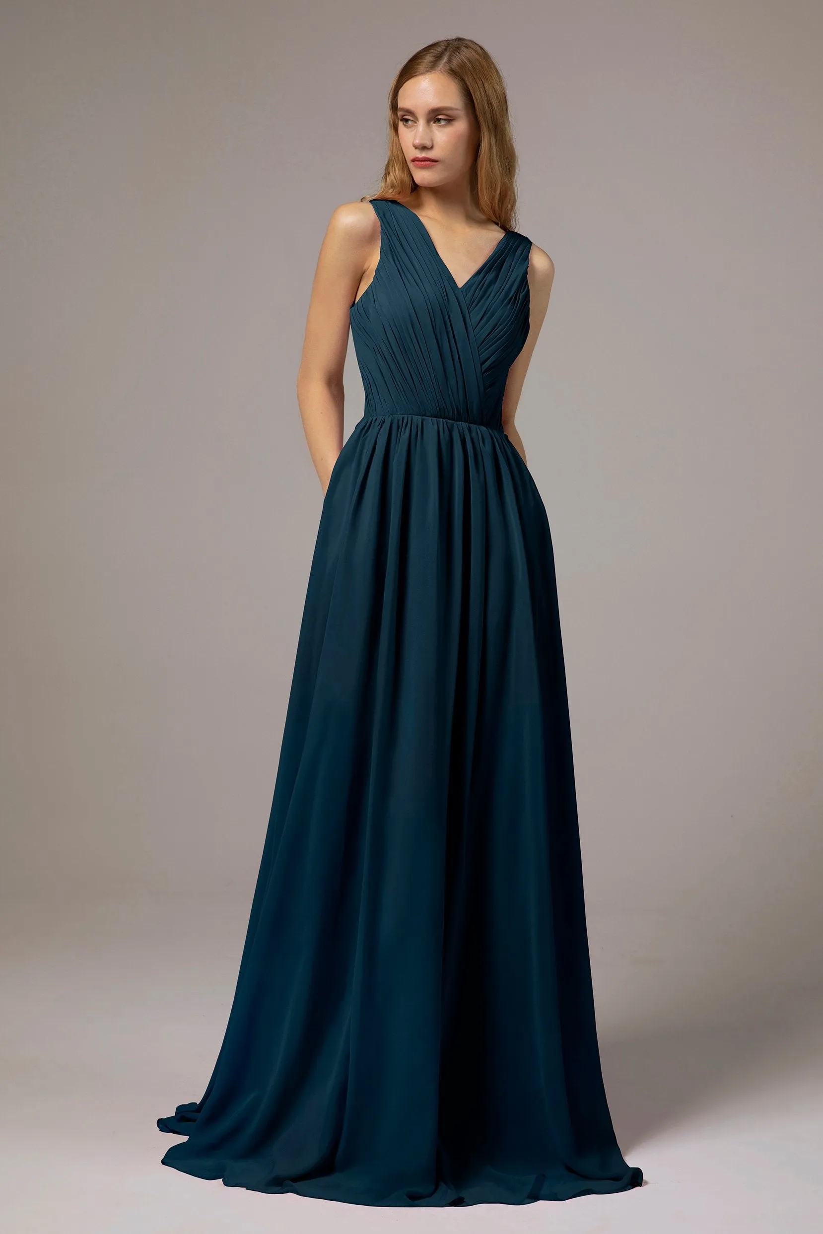 A-Line Floor Length Chiffon Bridesmaid Dress Formal Dresses CB0386