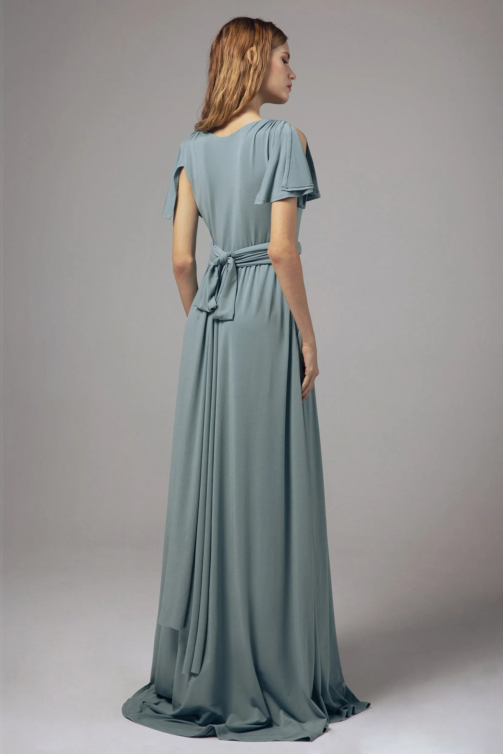 A-Line Floor Length Knitted Fabric Bridesmaid Dress Formal Dresses CB0422