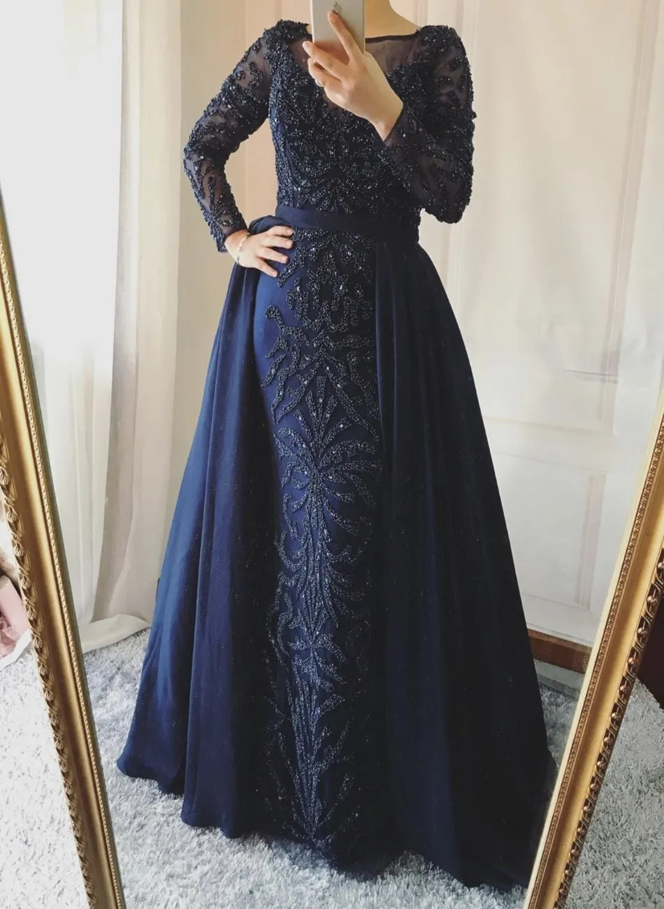 ALIA - Long Sleeves Beaded Evening Gown