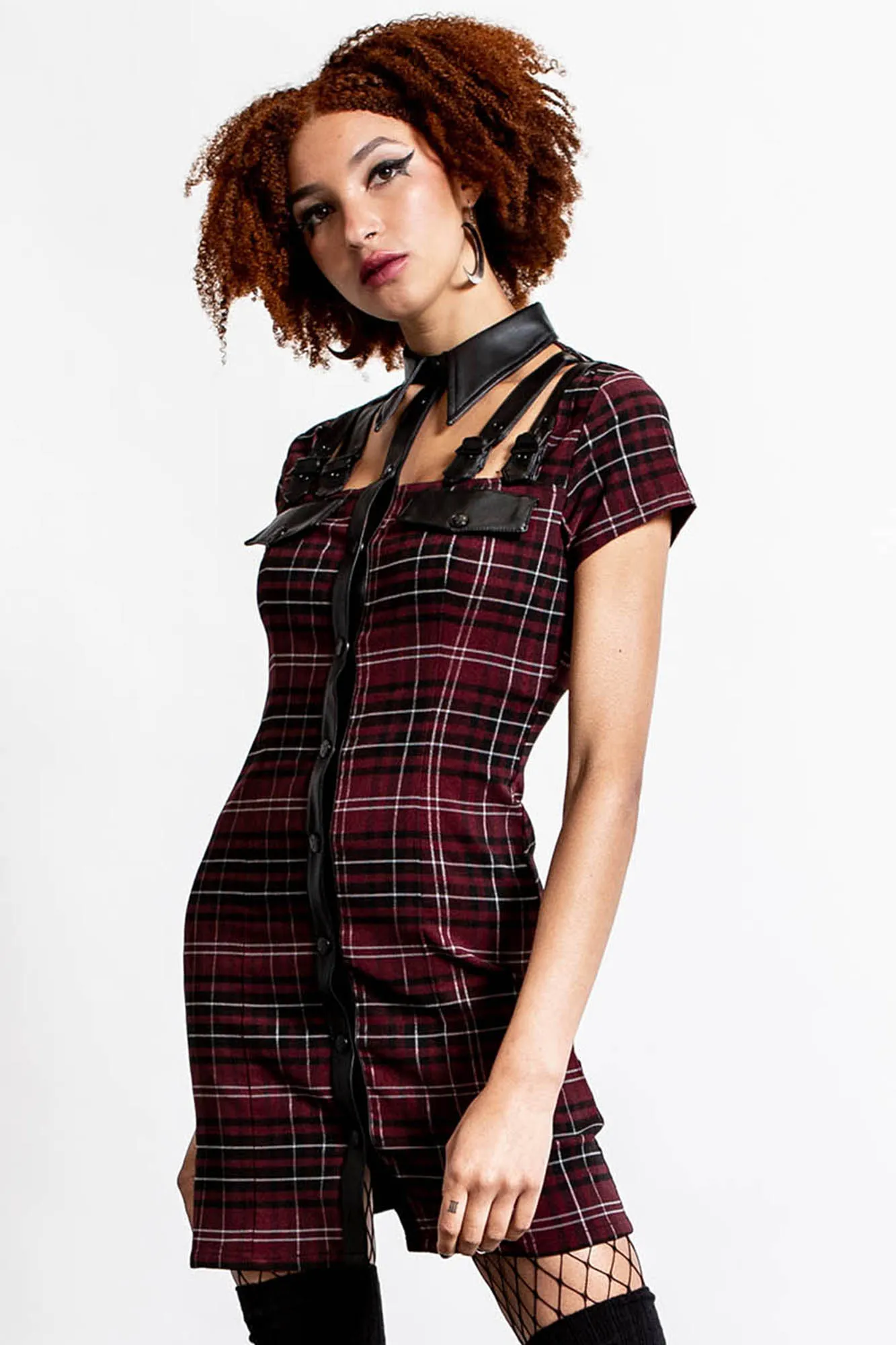 All Attitude Cut Out Blood Tartan Dress