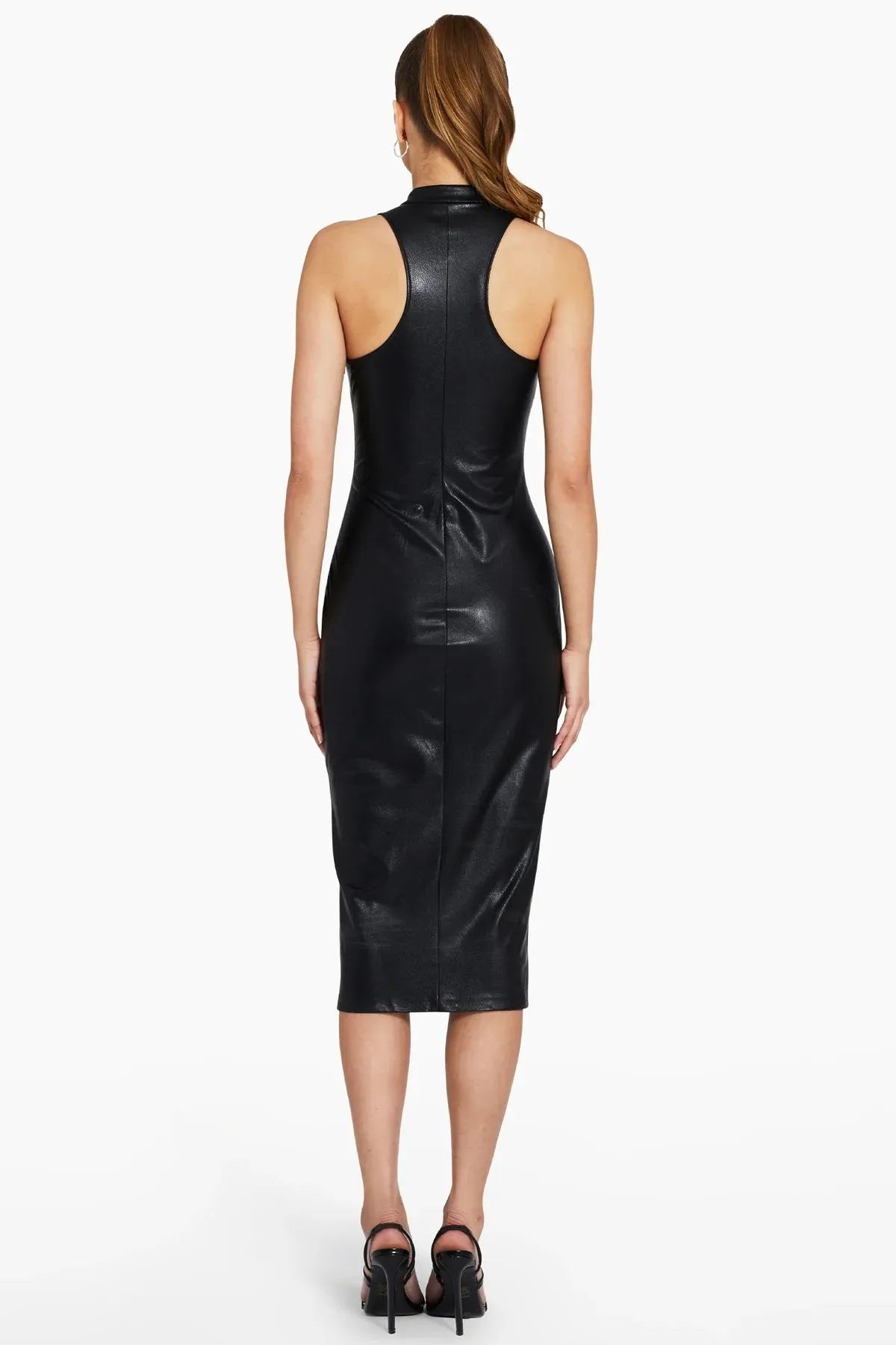 Amanda Uprichard - Declan Dress In Faux Leather - Black