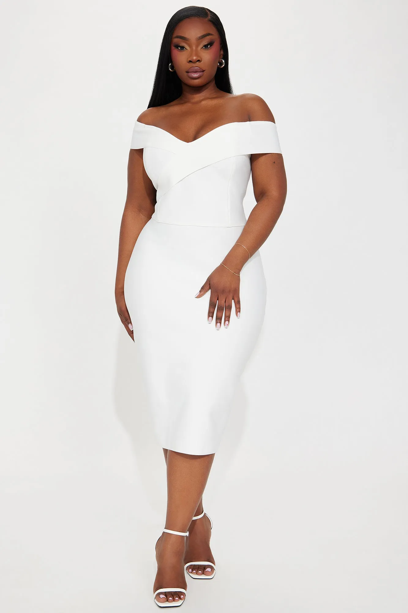 Amy Bandage Midi Dress - White