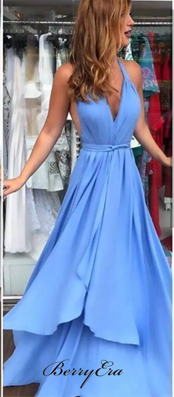 Backless Halter A-line Prom Dresses, Cheap Popular Prom Dresses