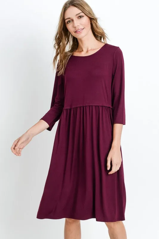 Bailey Loose Shift Fall Dress in Wine