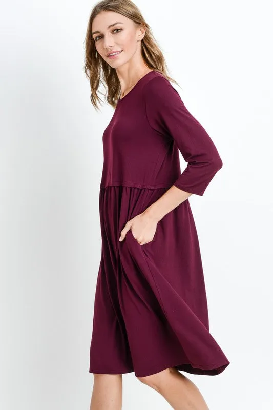 Bailey Loose Shift Fall Dress in Wine