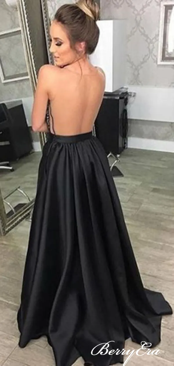 Beaded Beauty Long A-line Prom Dresses, Cheap Satin Prom Dresses