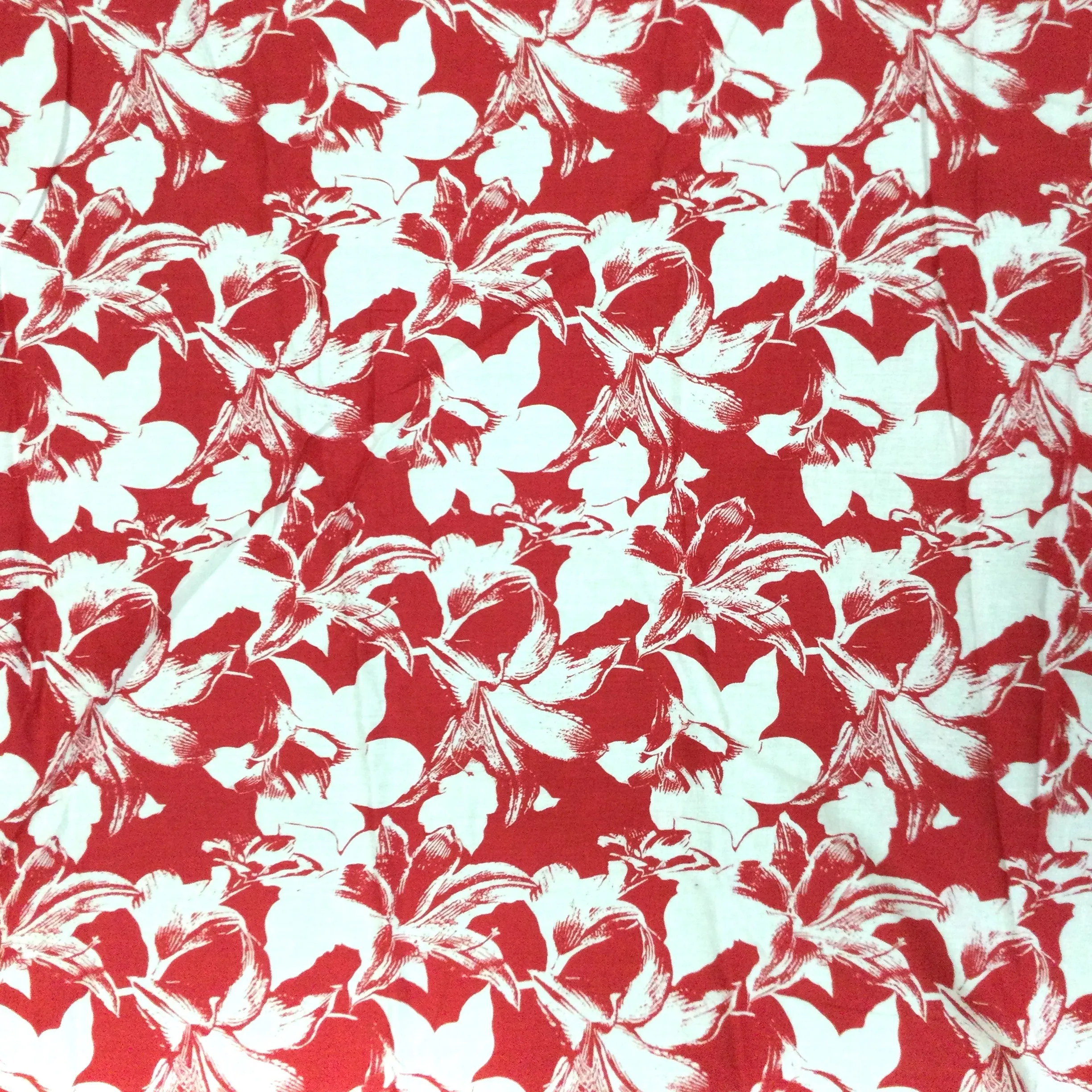 Beautiful Red Flower Print Rayon Fabric