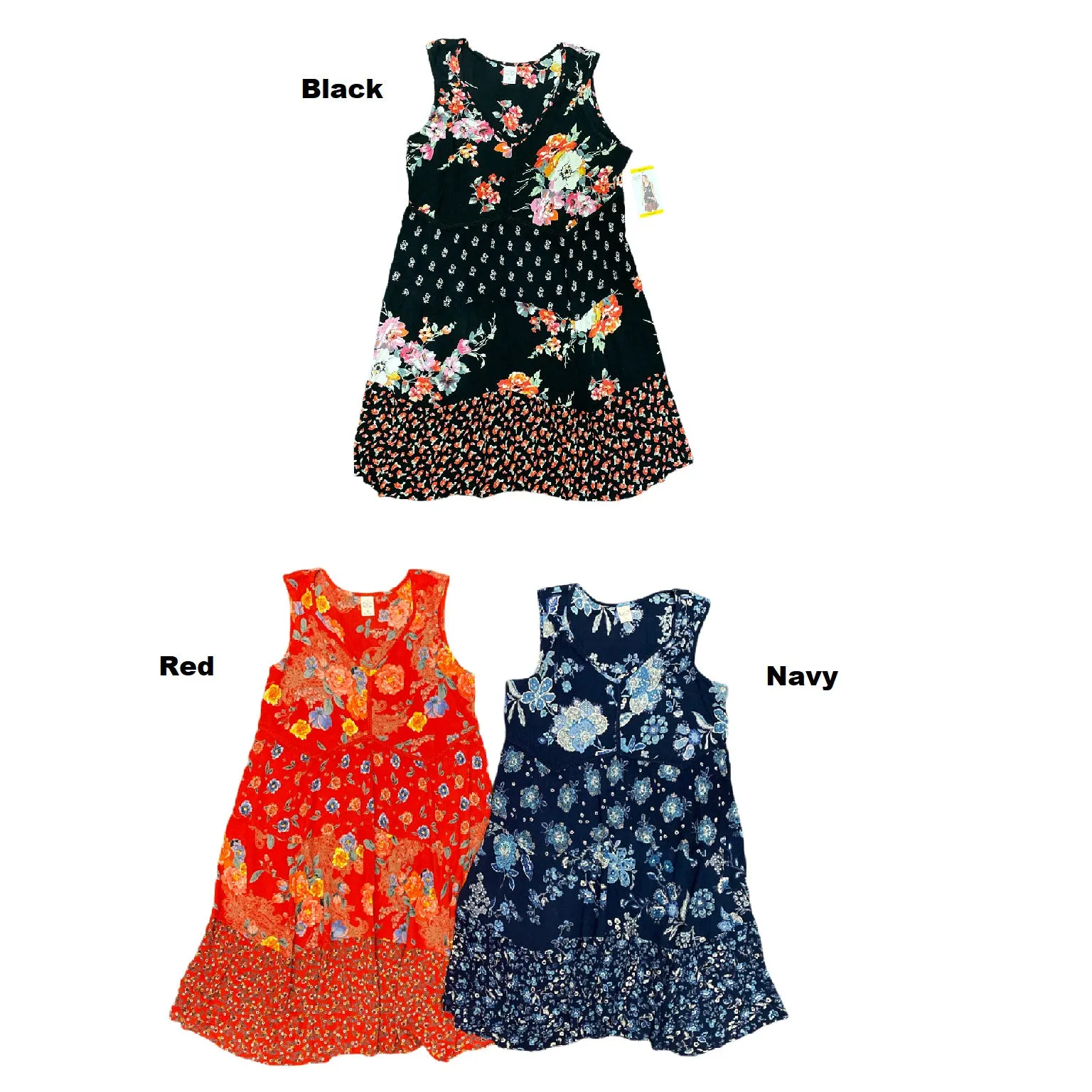 Sure! The optimized title for this e-commerce product in English requiring modifiers could be: Elegant Floral Print Rayon Asymmetrical Dress with Sleeveless V-Neck for Women.