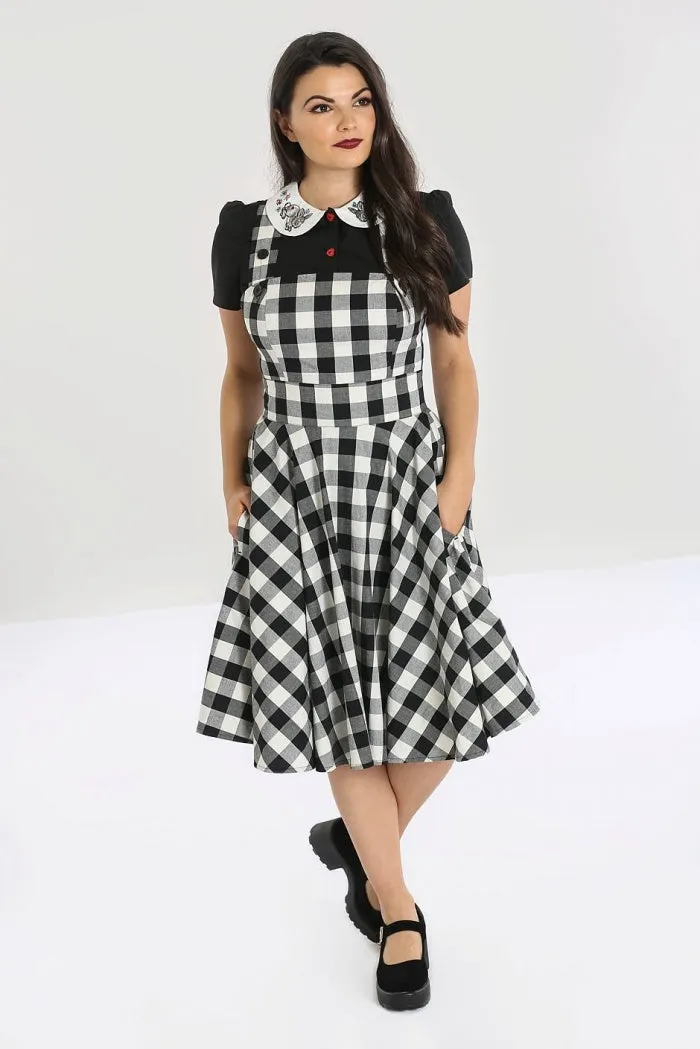 Black & White Gingham Pinafore Dress