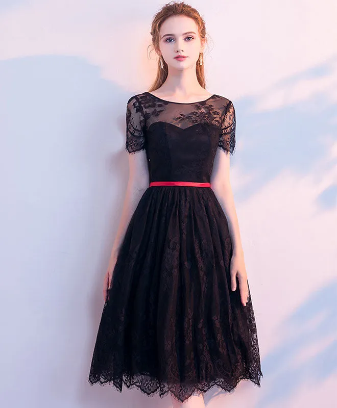 Black Lace Short Prom Dress, Black Homecoming Dress