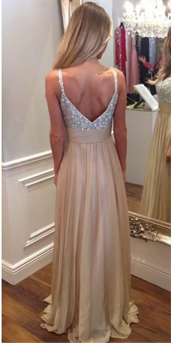 Bling Rhinestones Beaded Long Prom Dresses, Nice Prom Dresses, Long Prom Dress