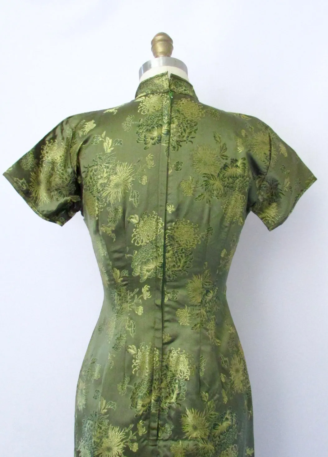 BROCADE CHEONGSAM 60s Cocktail Dress, Size Small