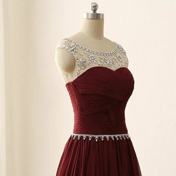 Burgundy Prom Dress, Evening Dress ,Winter Formal Dress, Pageant Dance Dresses, Graduation School Party Gown, PC0149