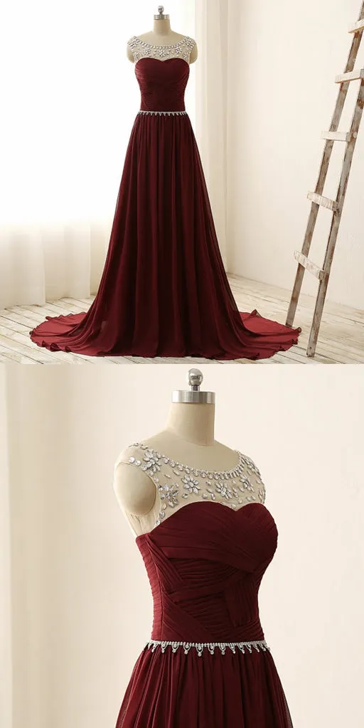 Burgundy Prom Dress, Evening Dress ,Winter Formal Dress, Pageant Dance Dresses, Graduation School Party Gown, PC0149