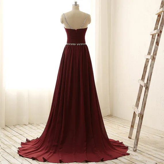 Burgundy Prom Dress, Evening Dress ,Winter Formal Dress, Pageant Dance Dresses, Graduation School Party Gown, PC0149