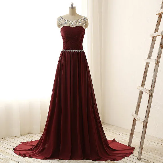 Burgundy Prom Dress, Evening Dress ,Winter Formal Dress, Pageant Dance Dresses, Graduation School Party Gown, PC0149