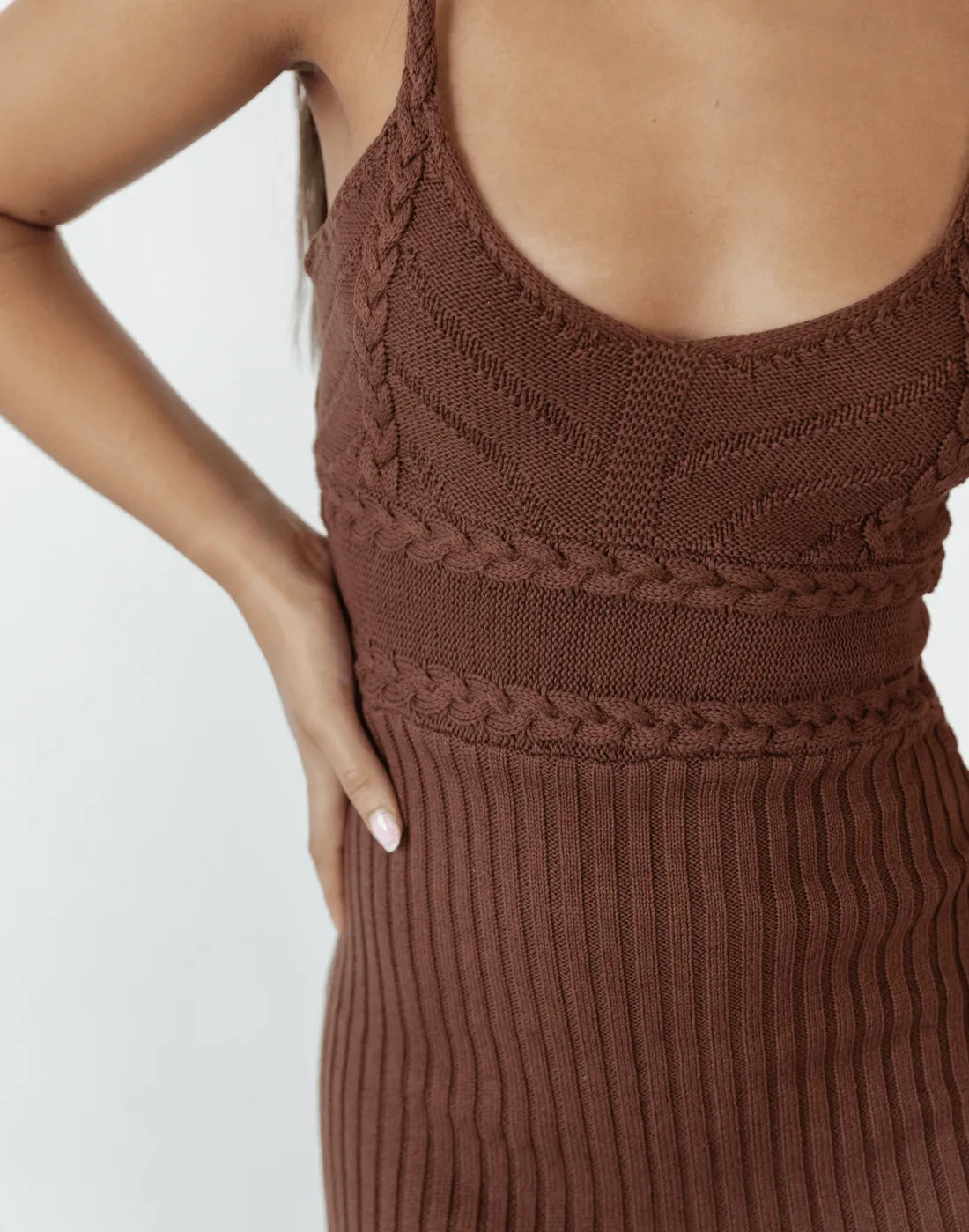 Cameron Knit Midi Dress (Brown)