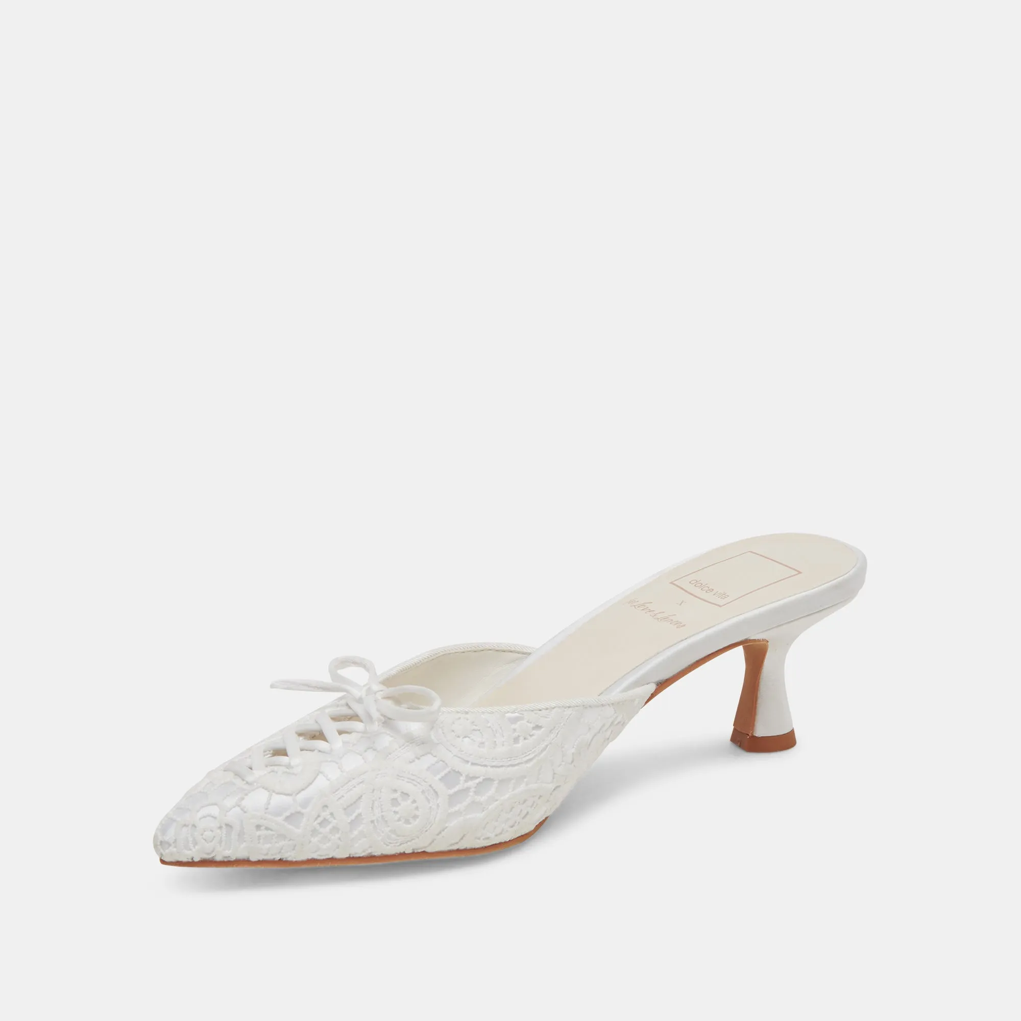 CAMILE HEELS WHITE FLORAL EYELET