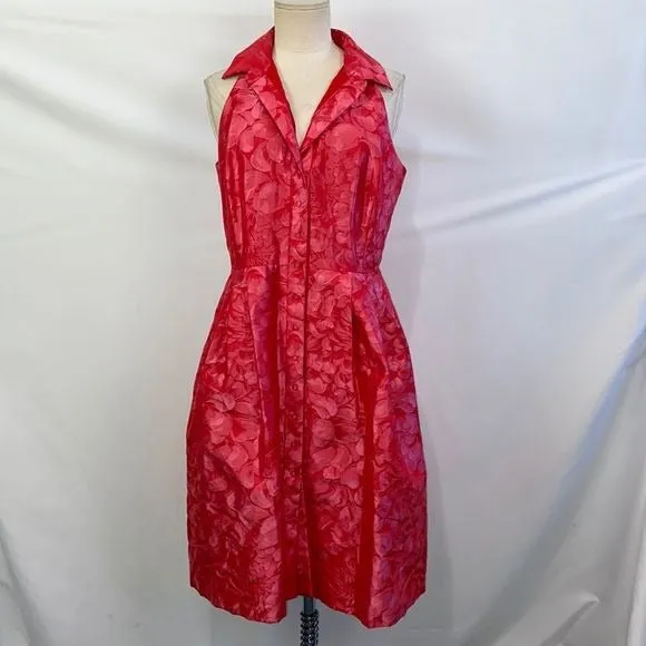 CarmenMarcValvo NWT Coral Brocade Fit Flare Dress