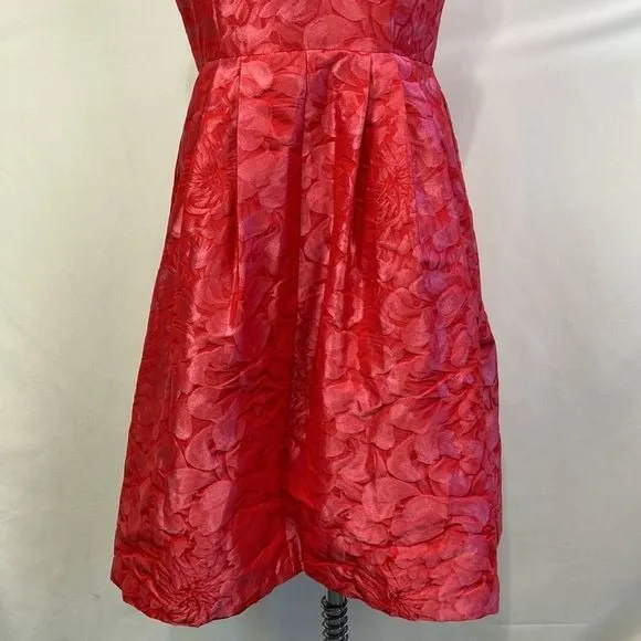 CarmenMarcValvo NWT Coral Brocade Fit Flare Dress