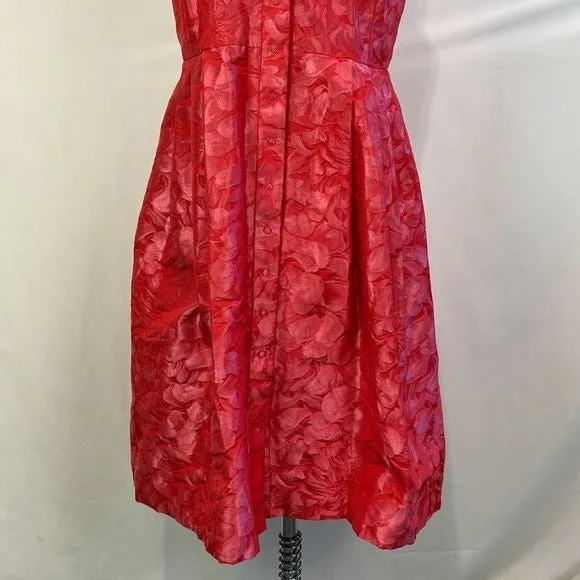 CarmenMarcValvo NWT Coral Brocade Fit Flare Dress