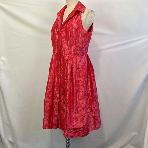 CarmenMarcValvo NWT Coral Brocade Fit Flare Dress