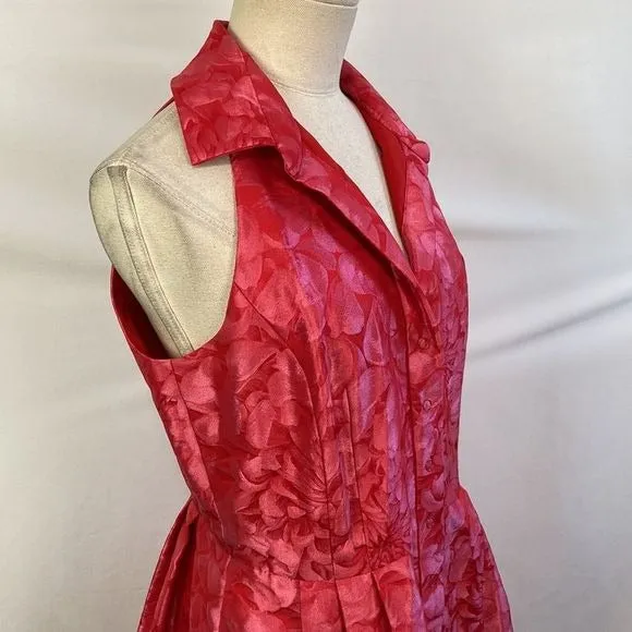 CarmenMarcValvo NWT Coral Brocade Fit Flare Dress