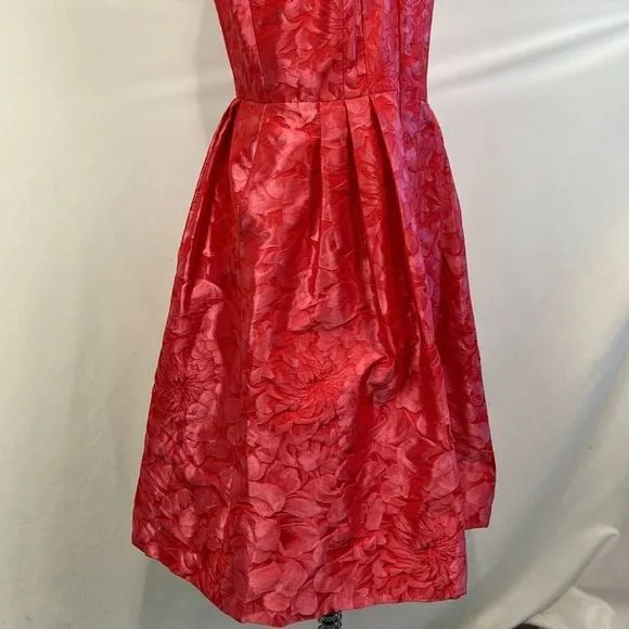 CarmenMarcValvo NWT Coral Brocade Fit Flare Dress