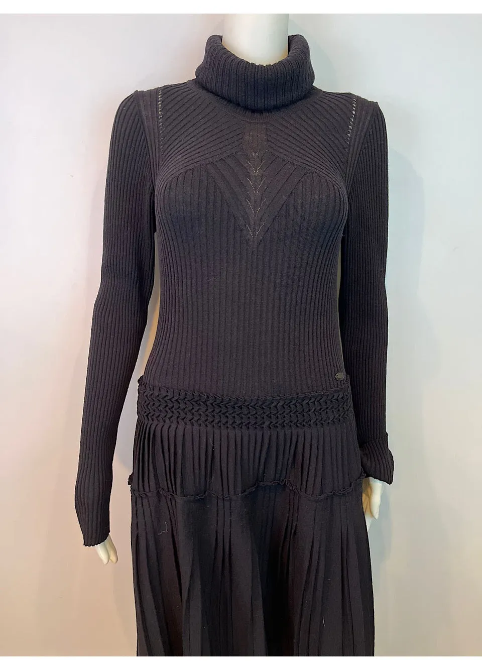 Chanel 08A 2008 Fall Black Turtleneck Sweater Dress FR 40 US 4/6