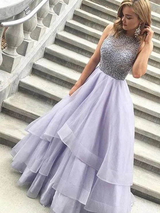 Chic Ball Gown Prom Dress Silver Tulle Cheap Party Prom Dress #ER145