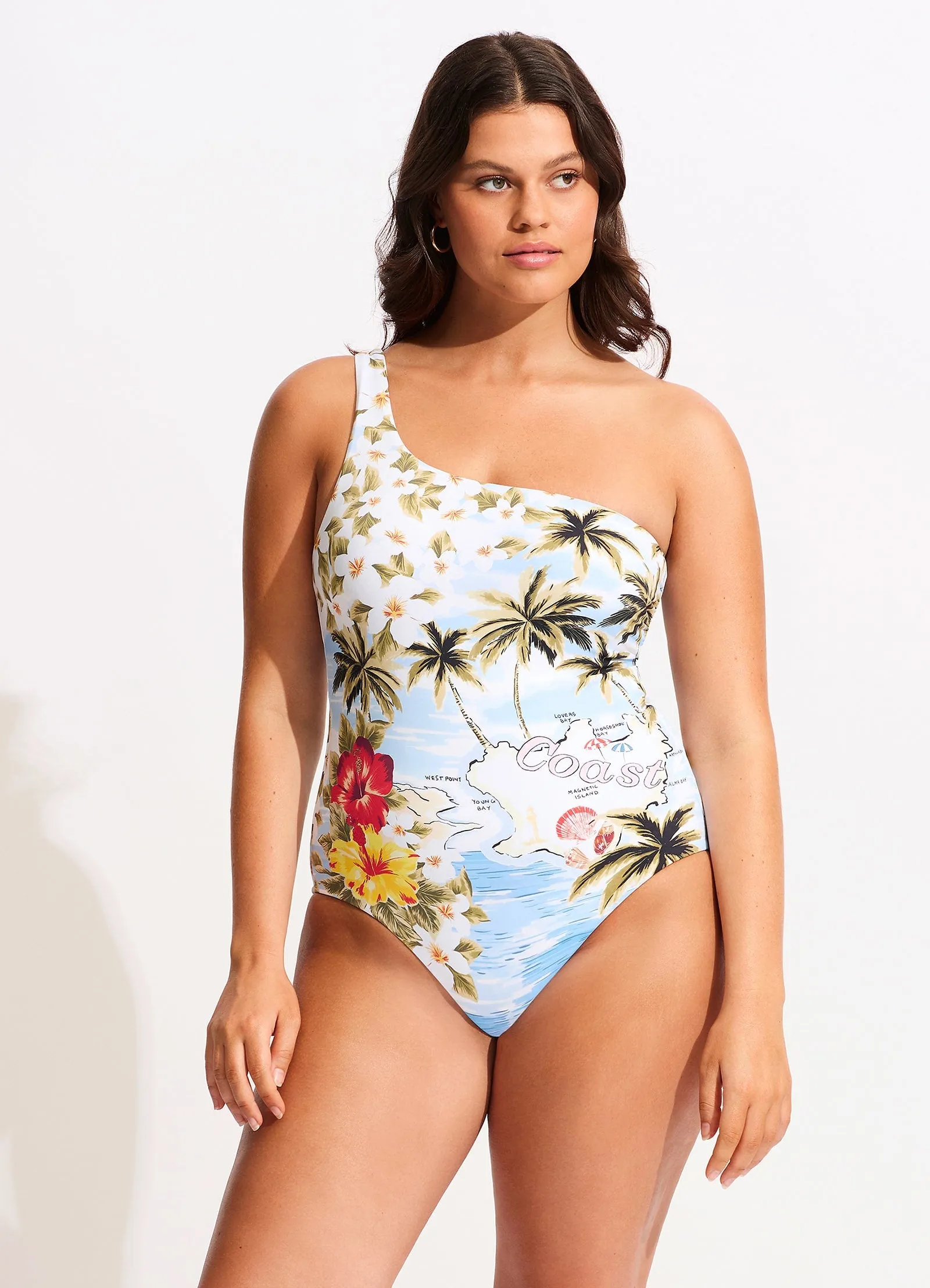 Coast To Coast One Shoulder One Piece - Powder Blue