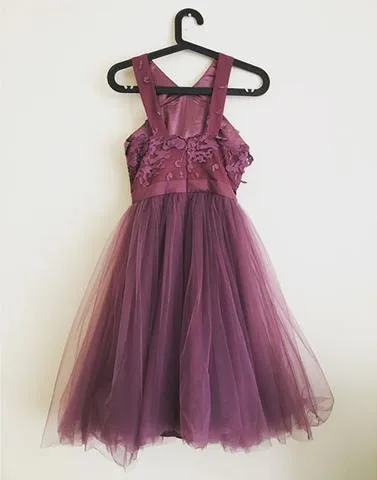 Cocktail Party Homecoming Dress Grape Lace Cheap Homecoming Dress ER183