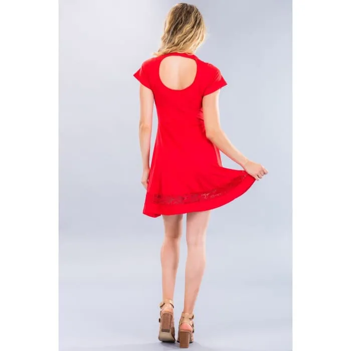 Coral Lace Hem Keyhole Back Sundress