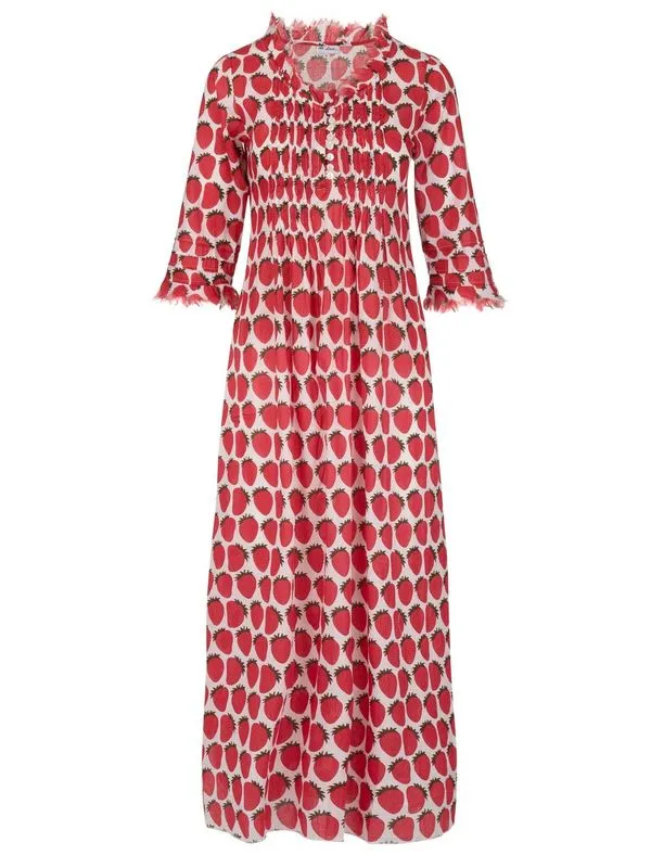 Cotton Annabel Maxi Dress in Ripe Strawberry