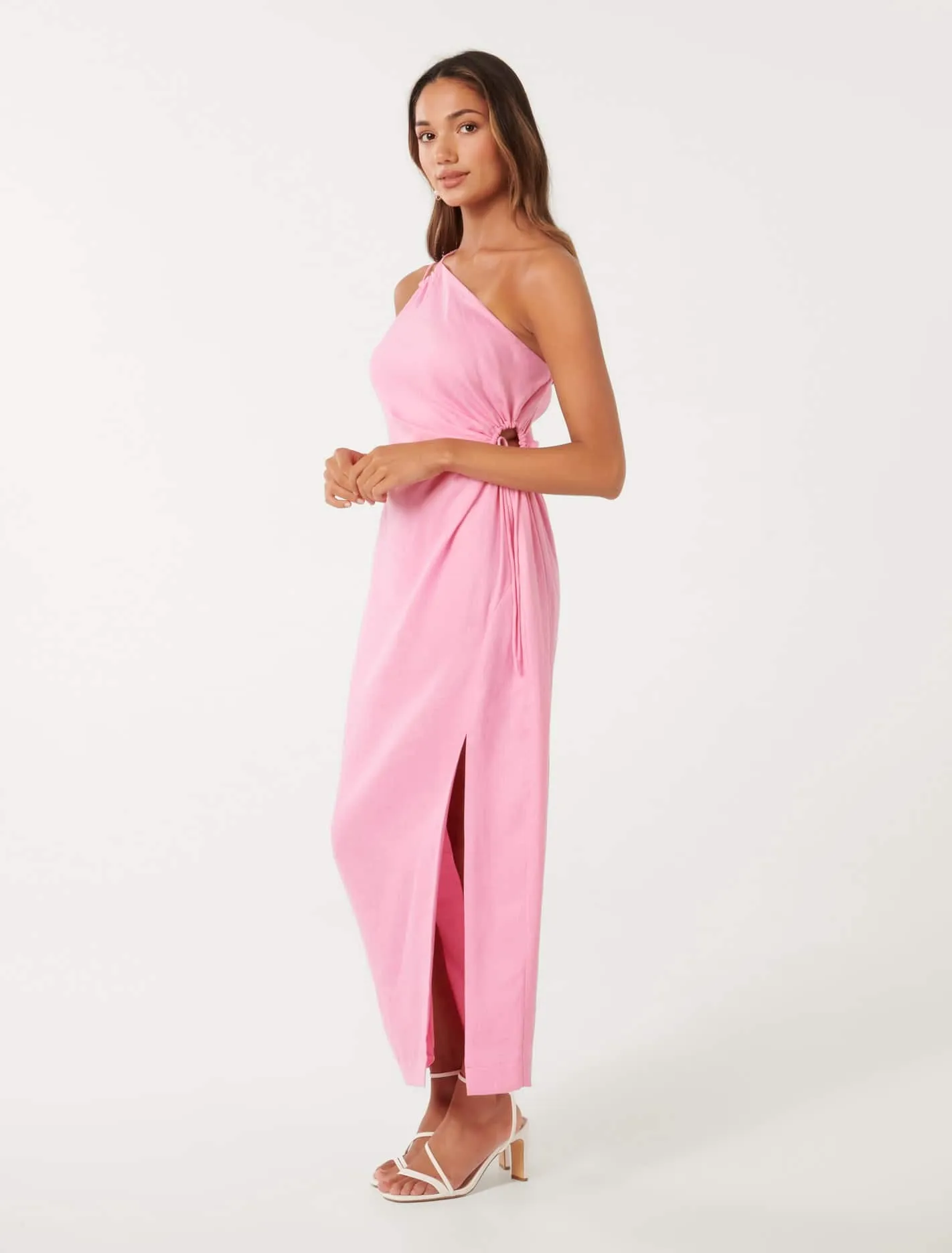 Danielle Petite Twist Linen Midi Dress