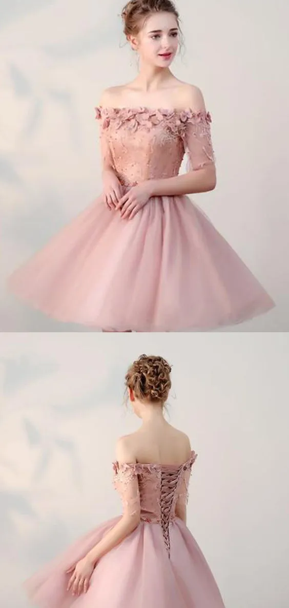 Delicate Of the Shoulder With Lace Appliques A Line Homecoming Dresses