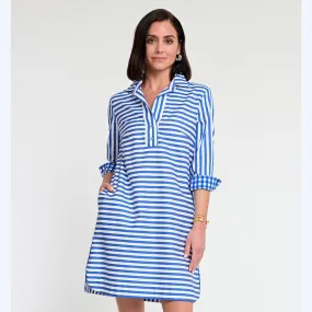 Electric Blue & White Striped Dress