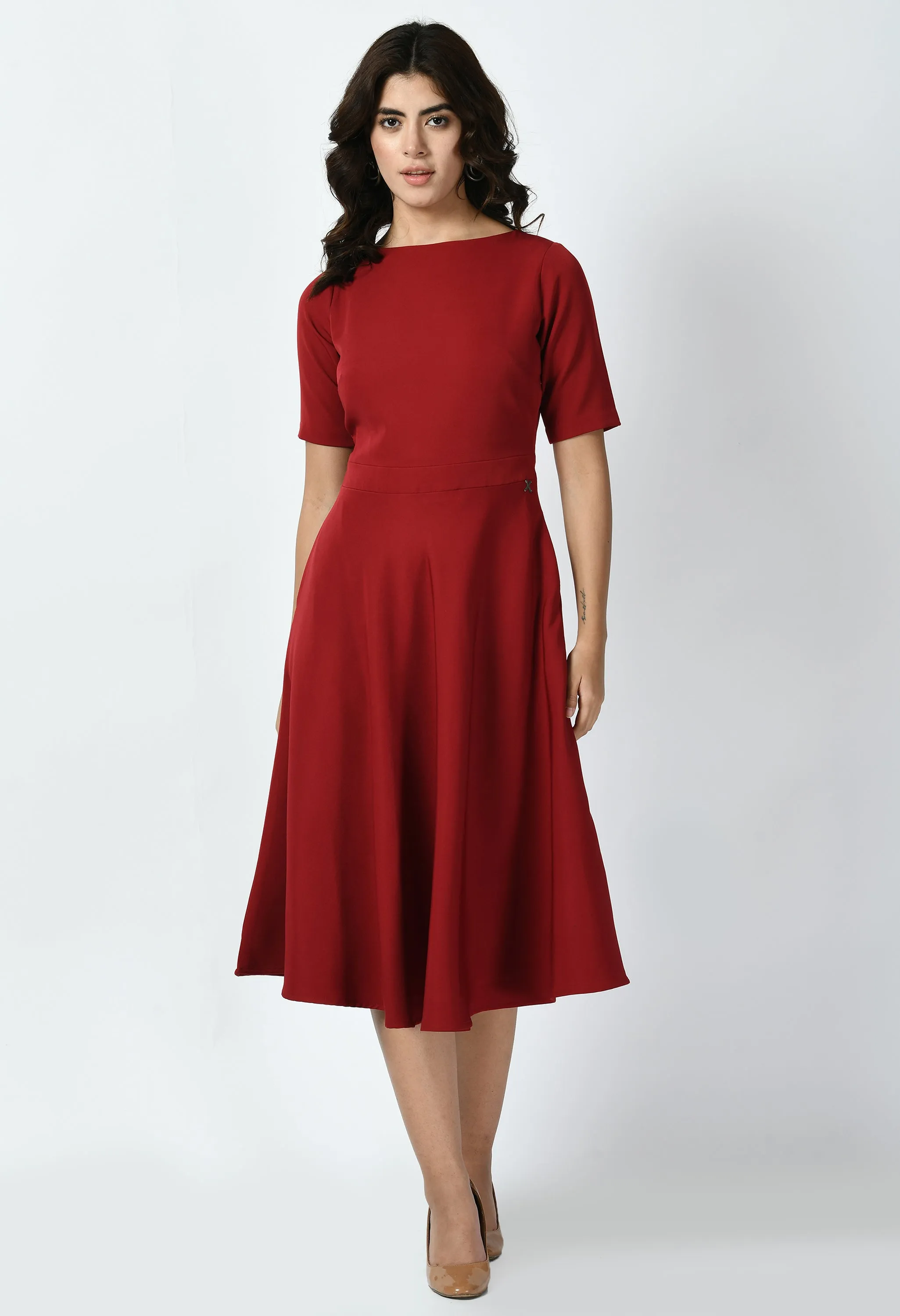 Exude Epitome Classic A-line Dress (Red)