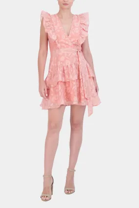 Floral Ruffle Cap Sleeve Cocktail Dress