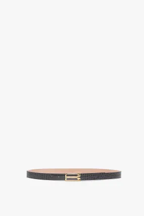 Frame Belt In Slate Grey Croc Embossed Calf Leather