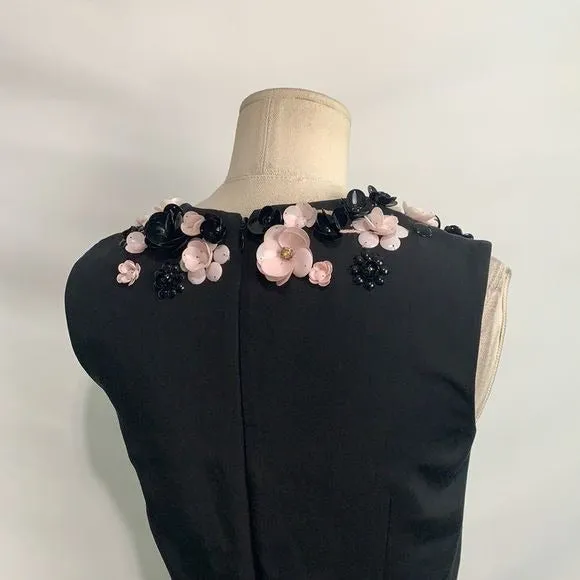 Glambattista Valliblack with 3D pink black flower top dress