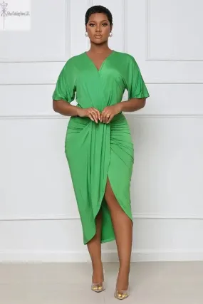 Green Midi Dress With Sleeves