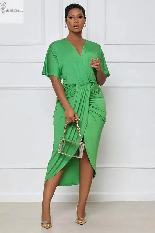 Green Midi Dress With Sleeves