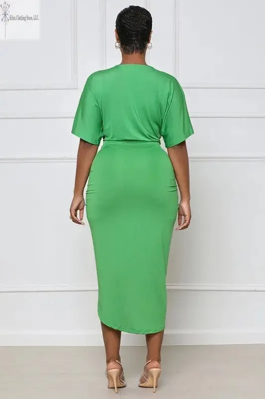 Green Midi Dress With Sleeves