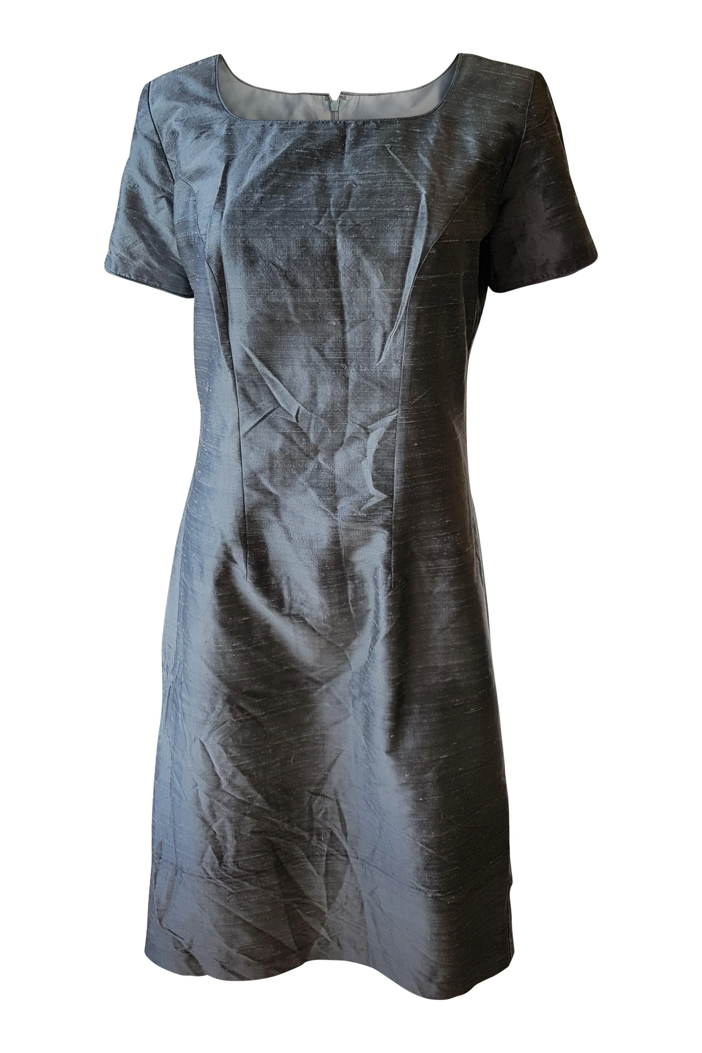 HAYLEY J Metallic Silver Short Sleeved Shift Dress (M/L)