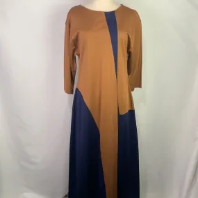 HugoBossNWT brown navy color block midi dress