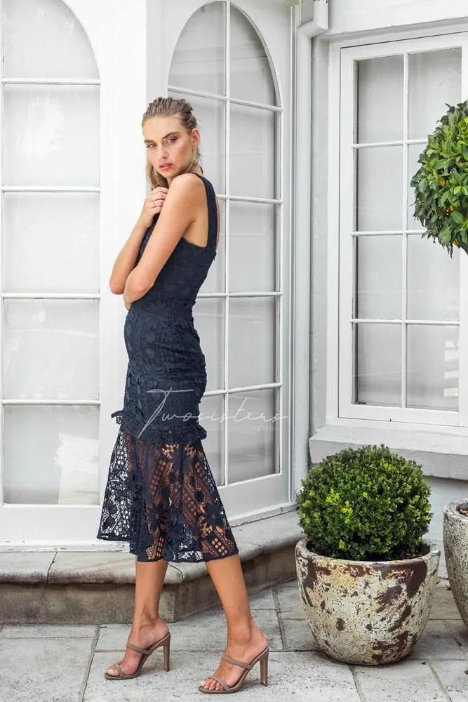 Isabella Lace  Dress In Navy